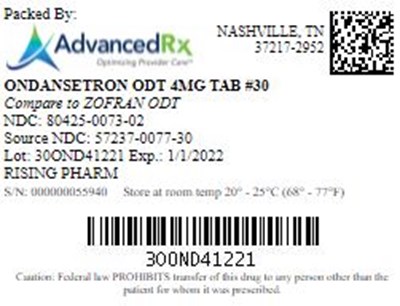 Ondansetron Odt 4mg Tab Qty 30 Ndc 80425 0073